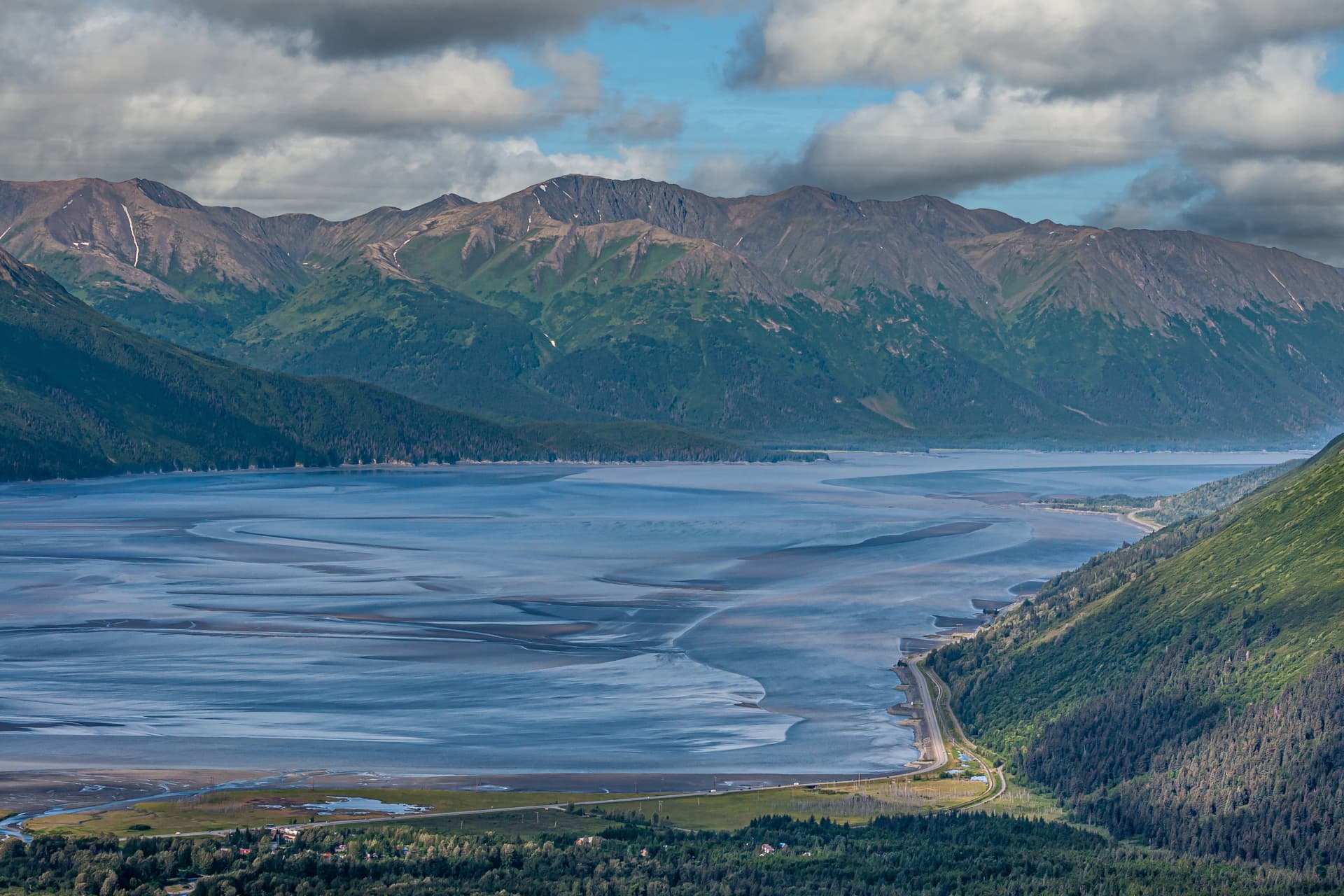 Turnagain Arm tidal flats and Seward Highway