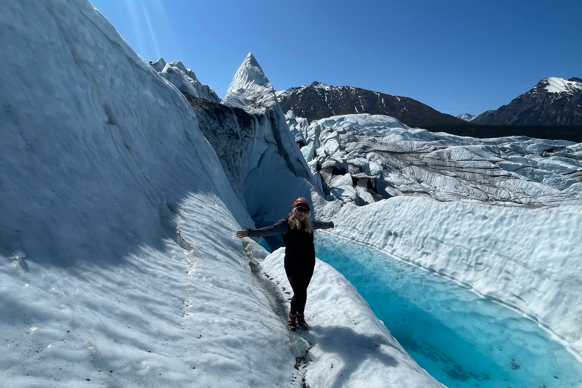 Guests walking on Matanuska Glacier